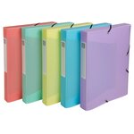 Boite De Classement Cartobox Livrée À Plat Dos 40mm Polypropylène Chromaline Pastel - A4 - Couleurs Assorties - X 10 - Exacompta