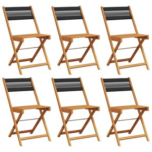 vidaXL Chaises de jardin pliantes lot de 6 noir bois d'acacia massif