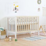Lit bébé KIPPY 60 x 120 blanc et naturel