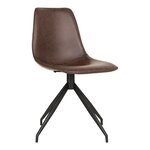 2 chaises de salle à manger en cuir synthétique avec pivot marron foncé et pieds noirs