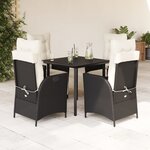 vidaXL Ensemble à manger de jardin coussins 5Pièces Noir Résine tressée