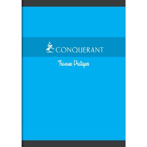 Cahier TP agrafé A4 96P 70g/90G seyes/uni coloris aléatoires CONQUÉRANT