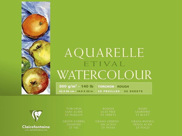 Bloc Etival 25F grain torchon 42x56 250g encollé 4 côtés CLAIREFONTAINE