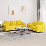 vidaXL Ensemble de canapés 2 Pièces avec coussins jaune clair tissu