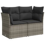 vidaXL Salon de jardin 9 Pièces avec coussins gris résine tressée