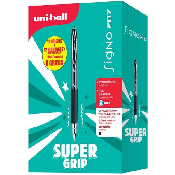 Stylo roller encre gel signo 207  value pack  noir uni-ball