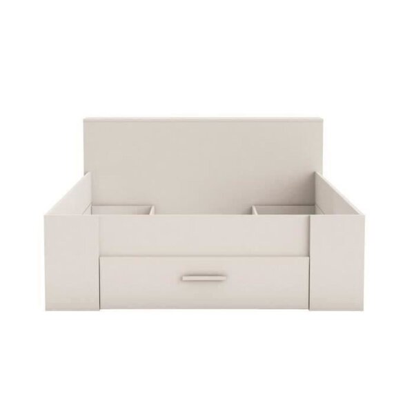 Lit adulte contemporain blanc mat - 140 x 190 cm