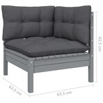vidaXL Salon de jardin 9 Pièces avec coussins Gris Bois de pin massif