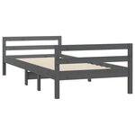 vidaXL Cadre de lit Gris 75x190 cm Bois de pin massif