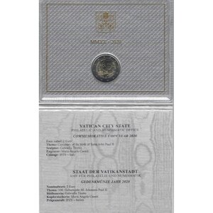 2 euros commémorative Vatican 2020 - Jean Paul II en coffret BU.