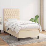 vidaXL Sommier à lattes de lit avec matelas Crème 90x200 cm Tissu