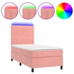 vidaXL Sommier à lattes de lit avec matelas LED Rose 90x190 cm Velours