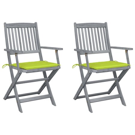 vidaXL Chaises pliables d'extérieur 2 Pièces avec coussins Bois d'acacia