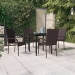 vidaXL Ensemble de salle à manger d'extérieur 5 Pièces Marron et noir