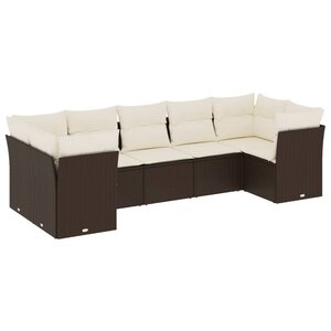 vidaXL Salon de jardin avec coussins 7 Pièces marron résine tressée
