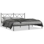 vidaXL Cadre de lit métal avec tête de lit noir 183x213 cm