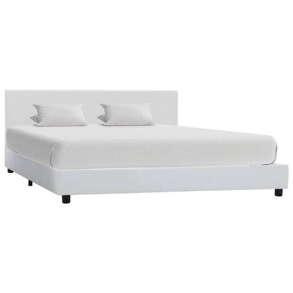 vidaXL Cadre de lit Blanc Similicuir 160x200 cm