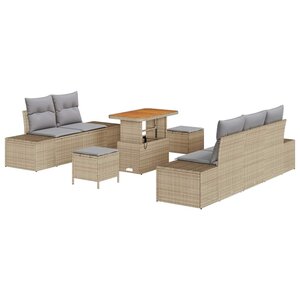 vidaXL Ensemble de canapé de jardin avec coussin 8 Pièces Beige polyrotin
