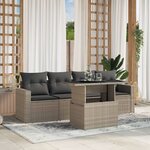 vidaXL Salon de jardin 5 Pièces avec coussins gris clair résine tressée