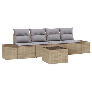 vidaXL Ensemble de Canapés 5 Pièces Beige et Gris clair polyrotin