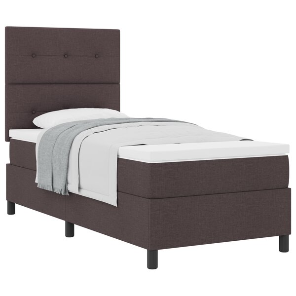 vidaXL Lit Box Spring avec Matelas Marron Foncé 100x200 cm Tissu
