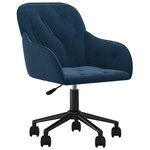 Chaise fauteuil siège pivotante de bureau informatique étude velours bleu 02_0024092