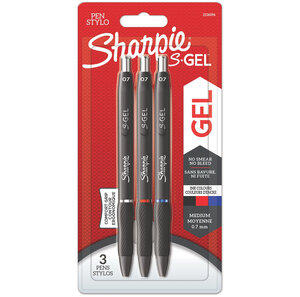 Sharpie s-gel stylos gel pointe moyenne (0 7 mm) encre noire rouge et bleue lot de 3