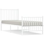 vidaXL Cadre de lit métal avec tête de lit/pied de lit blanc 80x200 cm