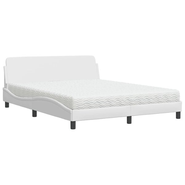 vidaXL Lit avec matelas blanc 160x200 cm similicuir