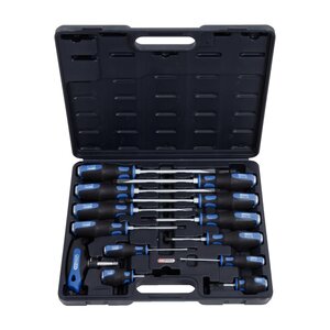 Jeu de tournevis à lames 6 pans traversantes poignée en t 13 pièces