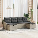 vidaXL Ensemble de canapé de jardin 6 pièces avec coussins en rattan gris clair