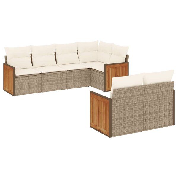 vidaXL Salon de jardin avec coussins 7 Pièces beige résine tressée