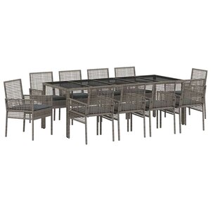 vidaXL Ensemble de salle à manger pour jardin 11 Pièces Gris polyrotin