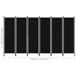 vidaXL Cloison de séparation 6 panneaux Noir 300x180 cm