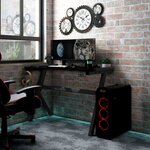 vidaXL Bureau de jeu à LED en forme de Y noir 110x60x75 cm
