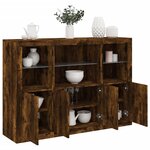 vidaXL Buffets avec lumières LED 3 Pièces chêne fumé bois d'ingénierie