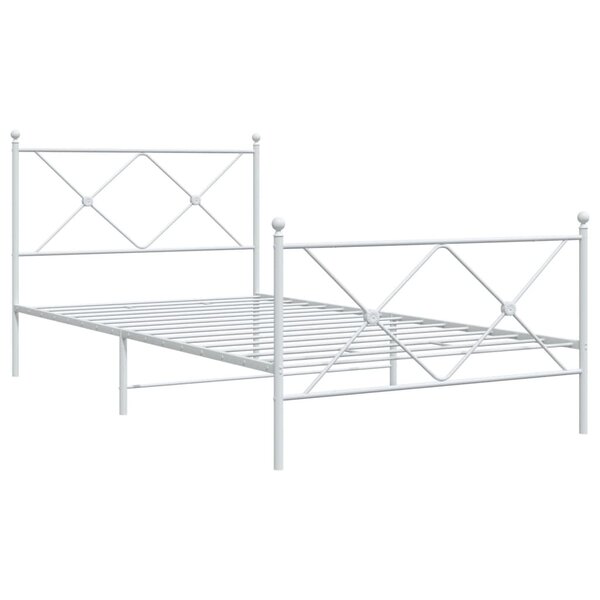 vidaXL Cadre de lit métal avec tête de lit/pied de lit blanc 107x203cm