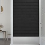 vidaXL Panneaux muraux 12 Pièces Noir 60x15 cm Velours 1 08 m²