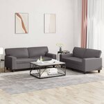 vidaXL Ensemble de canapés 2 Pièces gris similicuir