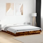 vidaXL Cadre de lit avec lumières LED chêne fumé 160x200 cm