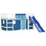 vidaXL Lit mezzanine enfants et rideaux bleu 80x200cm bois pin massif