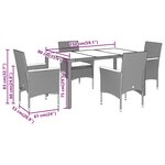 vidaXL Ensemble à manger de jardin et coussins 5 Pièces beige rotin verre