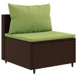 vidaXL Salon de jardin 4 Pièces avec coussins Marron Résine tressée