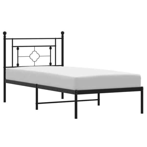 vidaXL Cadre de lit métal avec tête de lit noir 90x200 cm