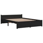 vidaXL Cadre de lit Noir Bois massif 135x190 cm Double