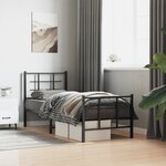 vidaXL Cadre de lit métal avec tête de lit/pied de lit noir 75x190 cm