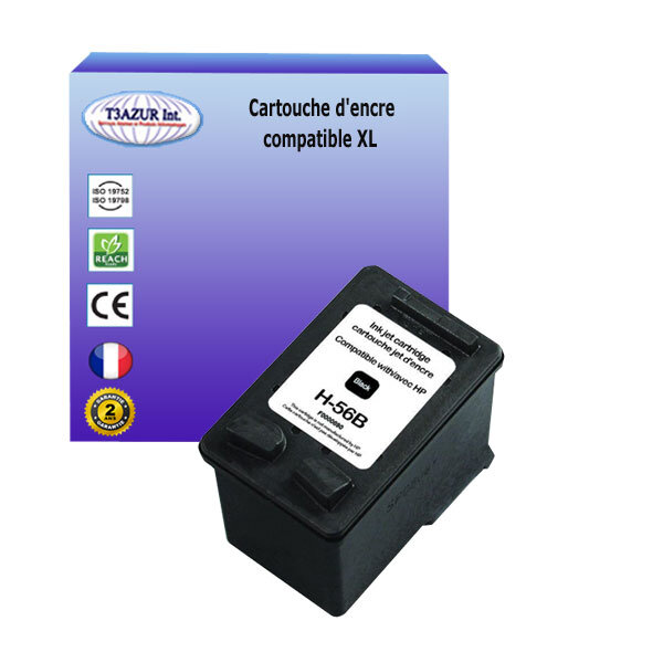 Cartouche compatible avec HP OfficeJet 5600, 5605, 5610, 5615 remplace HP 56 - Noire - 22ml - T3AZUR