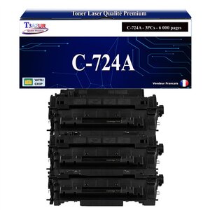 T3AZUR -3x Toners compatibles avec Canon 724 (3481B002) pour Canon LBP-6750DN LBP-6780X MF-512x MF-515x