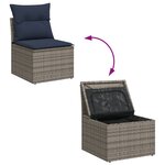 vidaXL Salon de jardin avec coussins 13 Pièces gris résine tressée