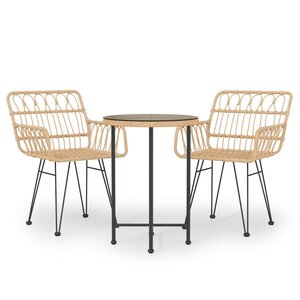 vidaXL Ensemble à manger de jardin 3 Pièces Résine tressée